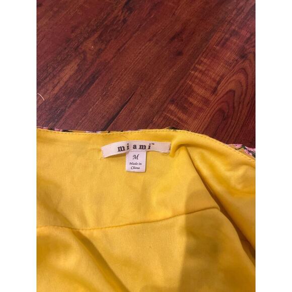Miami Womens Floral High Low Yellow Maxi Dress Sz M Y2K Cottagecore Garden Party - Picture 5 of 10